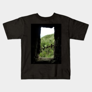 The Gardens Through a Stone Window - Dunnottar Castle Kids T-Shirt